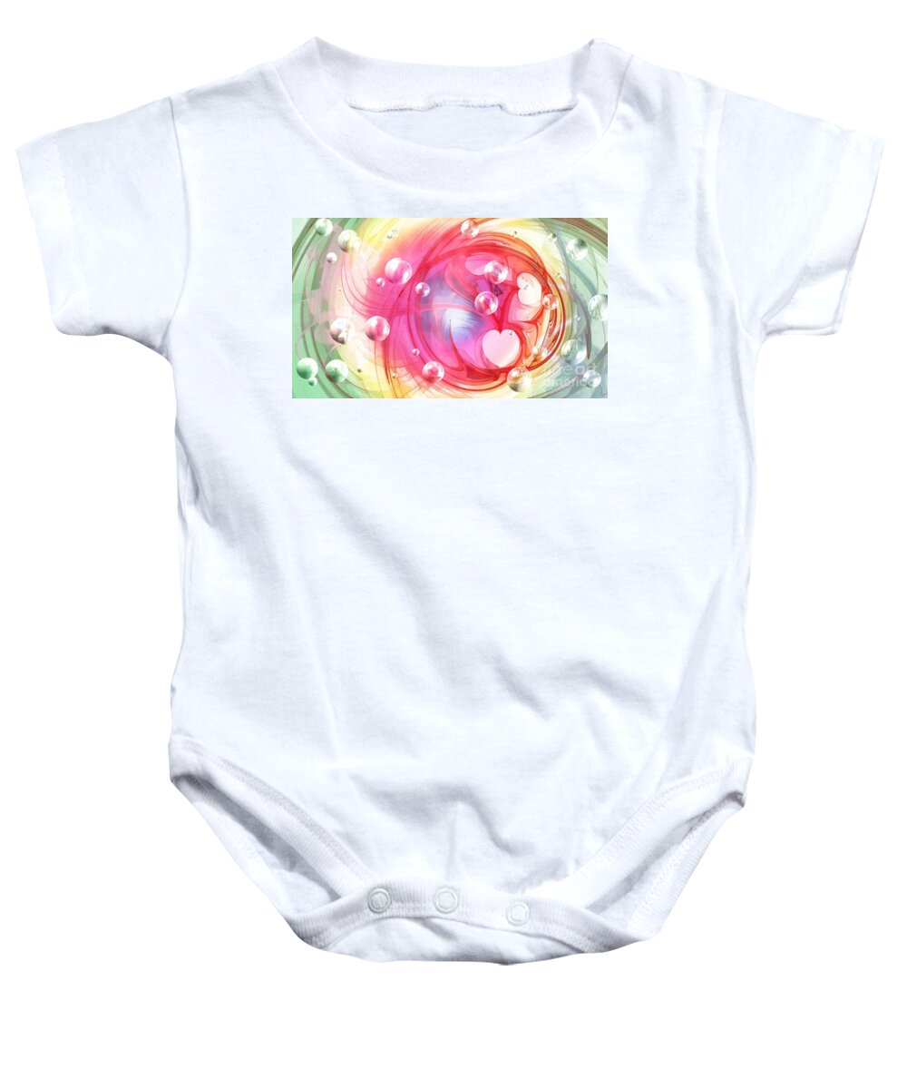 Fractal Baby Onesie featuring the digital art One Love... One Heart... One Life by Peggy Hughes