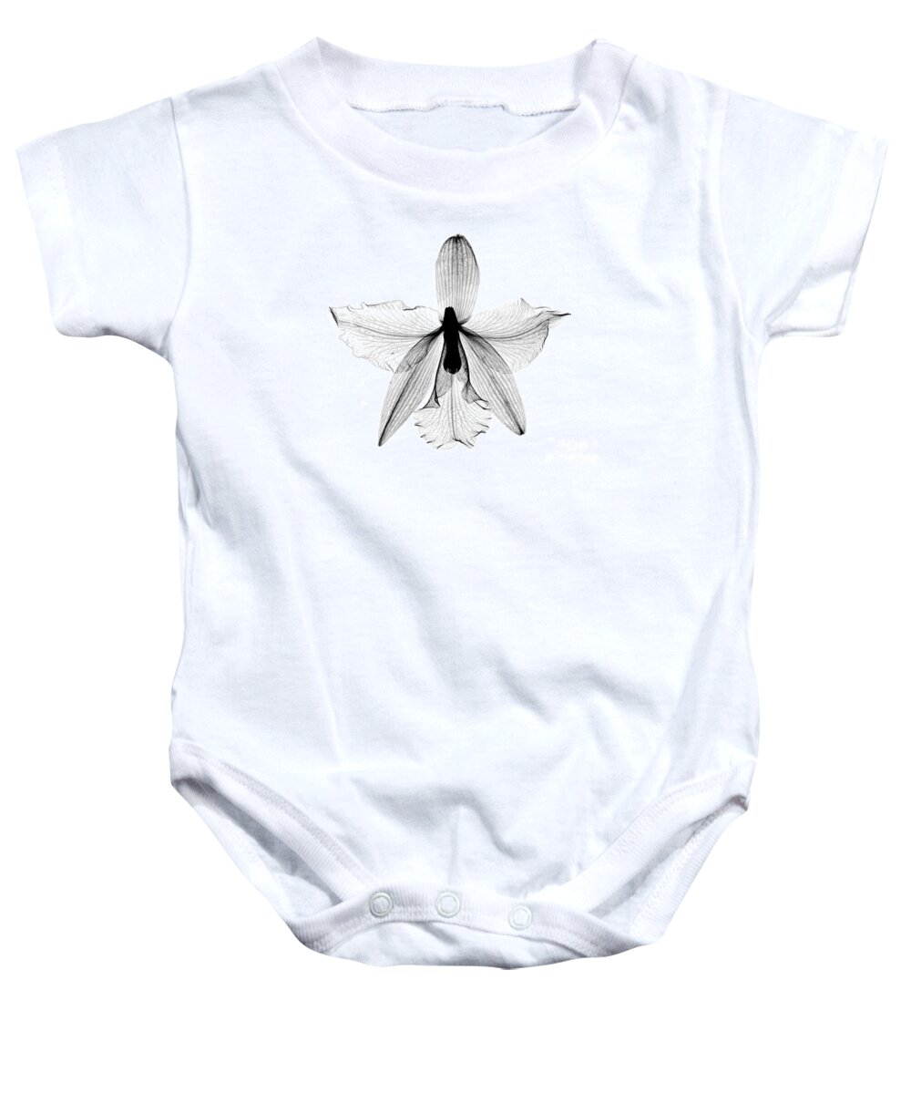 Nature Baby Onesie featuring the photograph Orchid Flower X-ray by Bert Myers