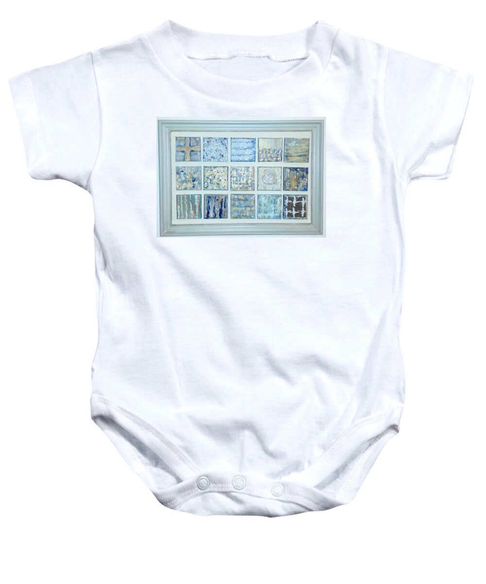 Abstract Paintings Baby Onesie featuring the painting P2P-2 bleuse by KUNST MIT HERZ Art with heart