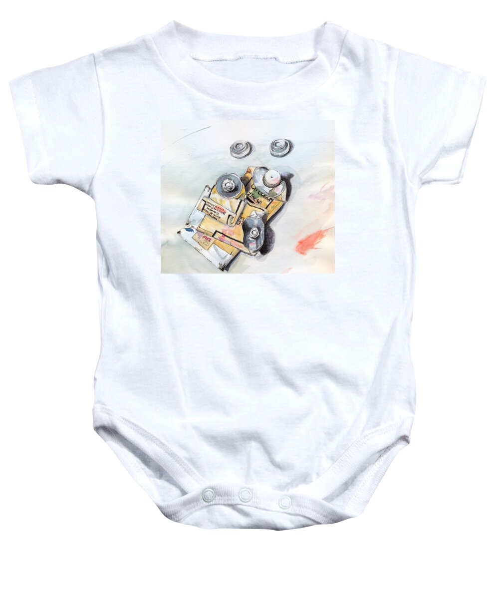 Paint Tubes Baby Onesie featuring the painting Paint Tubes by Katherine Miller
