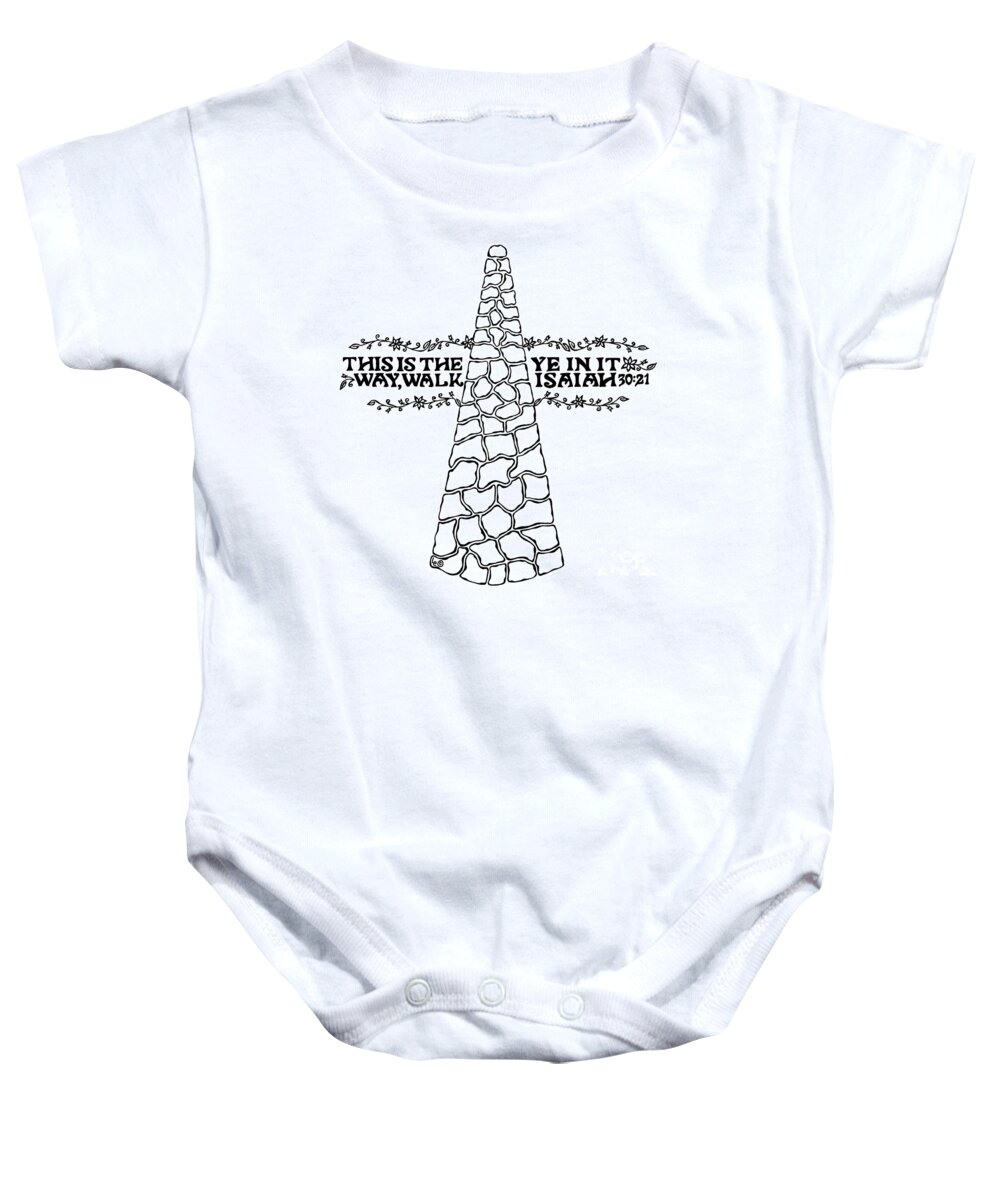 Leigh Eldred Baby Onesie featuring the mixed media Path Cross by Leigh Eldred
