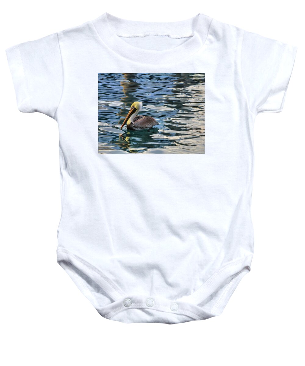 Bird Baby Onesie featuring the photograph Pelican Monet by Debra and Dave Vanderlaan