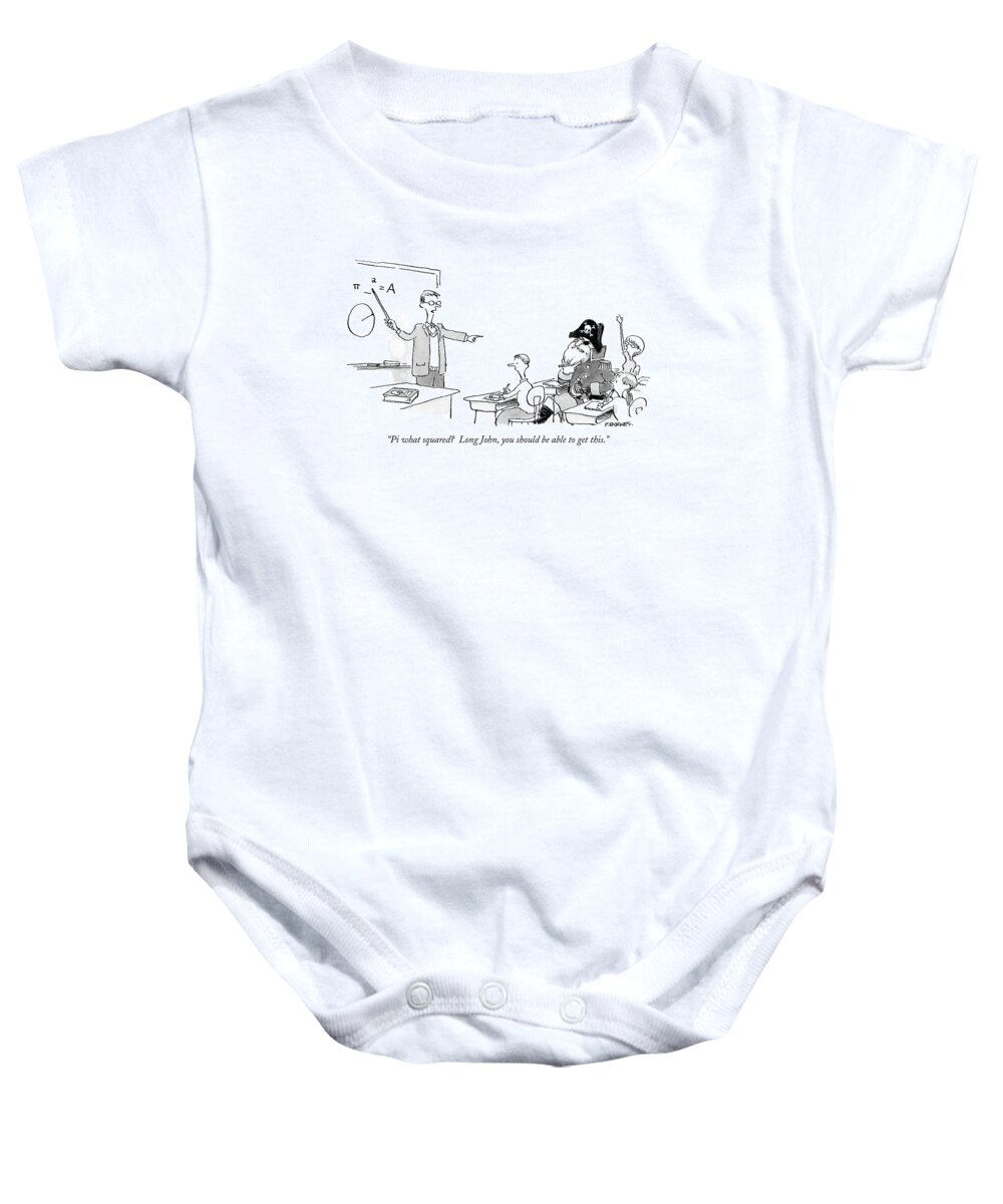 Mathematics Baby Onesie featuring the drawing Pi What Squared? Long John by Pat Byrnes