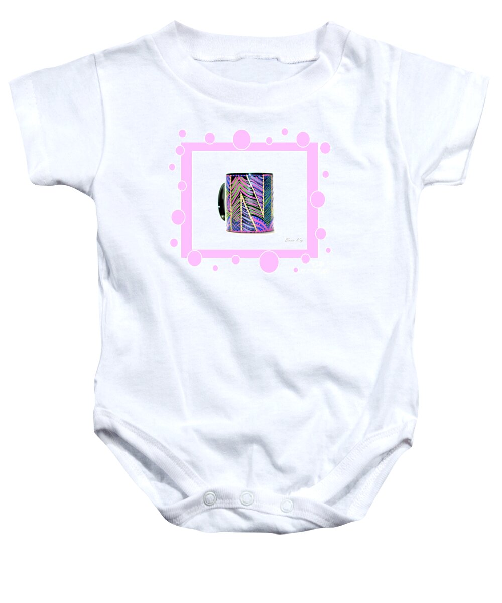 Cup Baby Onesie featuring the glass art Pink Card by Oksana Semenchenko