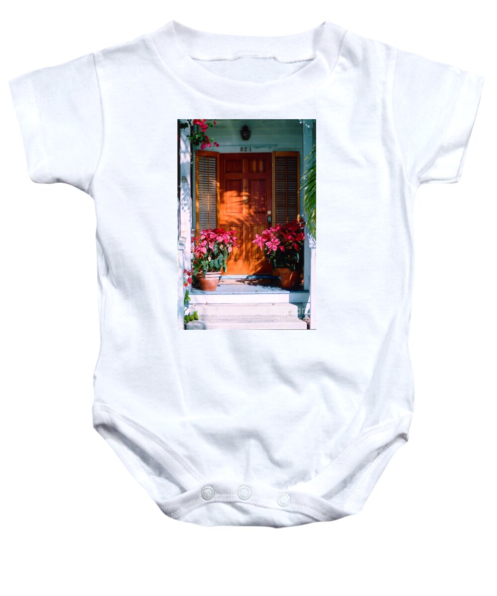 House Baby Onesie featuring the photograph Pretty House Door in Key West by Susanne Van Hulst