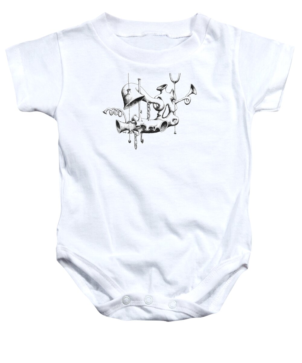 Chain Baby Onesie featuring the drawing Pull My Chain Sweetheart by Sam Sidders