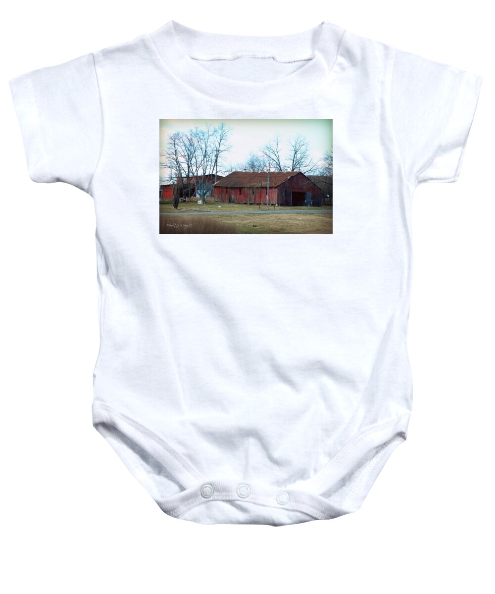 Featured Baby Onesie featuring the photograph Ragged Red Shed I by Paulette B Wright