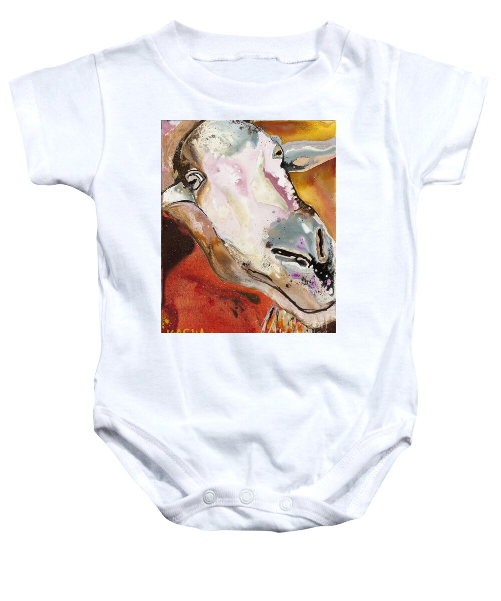 Animal Baby Onesie featuring the painting Rigel at Louisville Zoo by Kasha Ritter