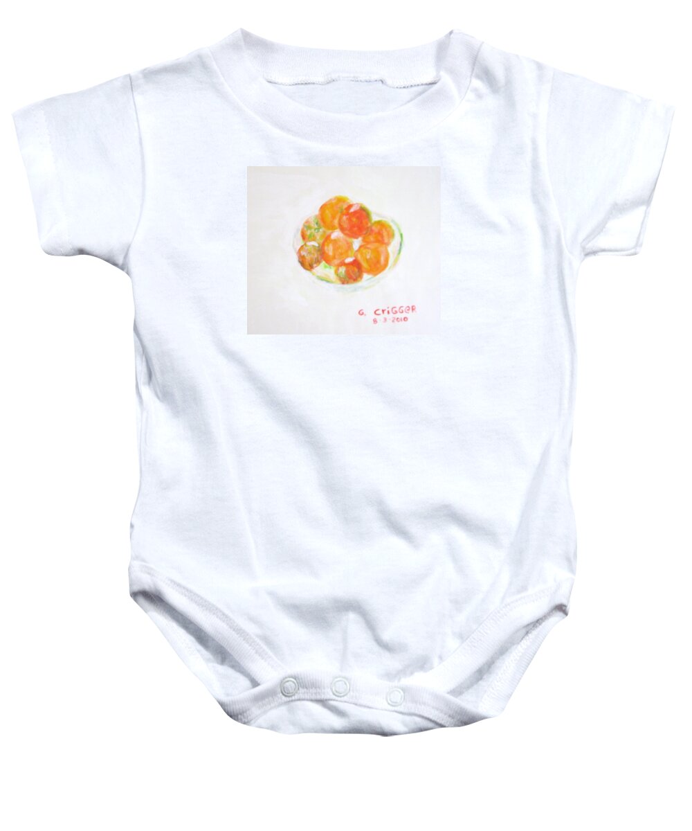 Landscape Baby Onesie featuring the painting Ripening Tomatoes by Glenda Crigger