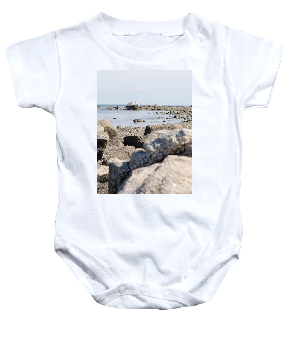 Sea Baby Onesie featuring the photograph Rocks on the beach by Andrea Anderegg