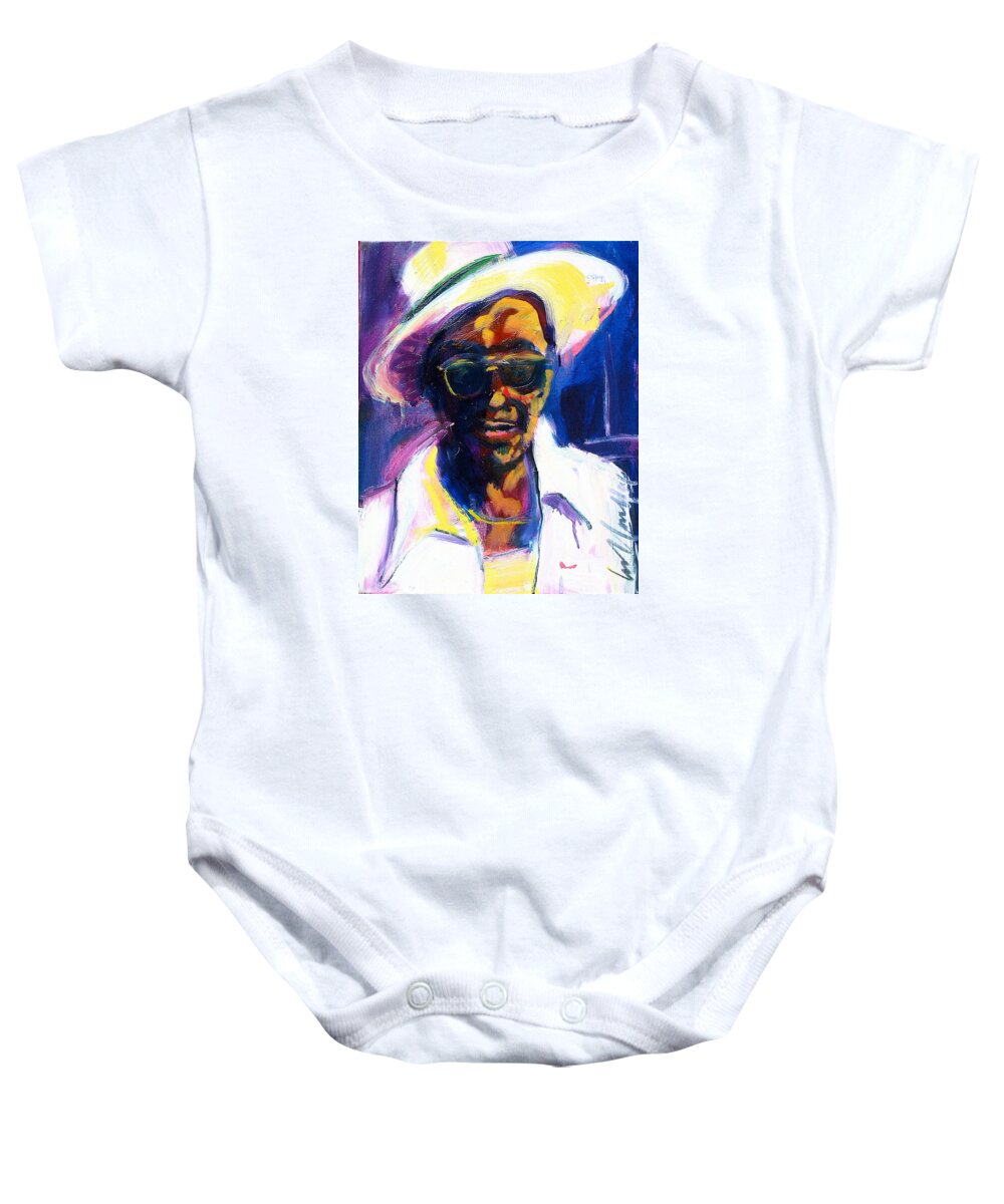 Lightnin' Hopkins Baby Onesie featuring the painting Sam Hopkins by Les Leffingwell