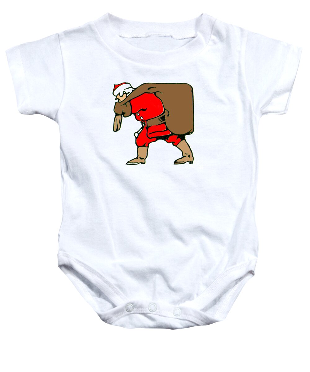 Christmas Baby Onesie featuring the digital art Santa and his bag of toys by Art MacKay