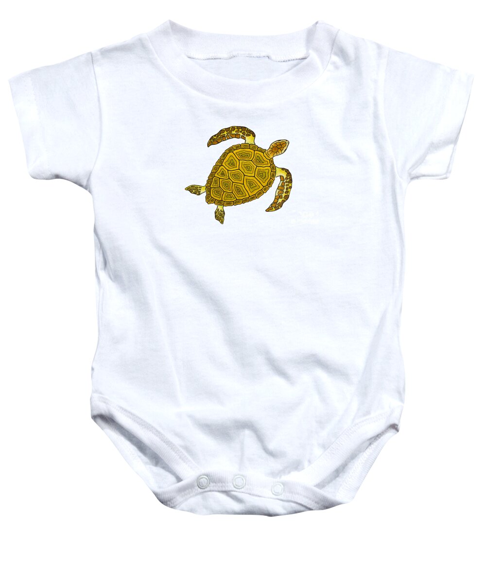 Turtle Baby Onesie featuring the painting Sea Turtle by Andreas Berthold