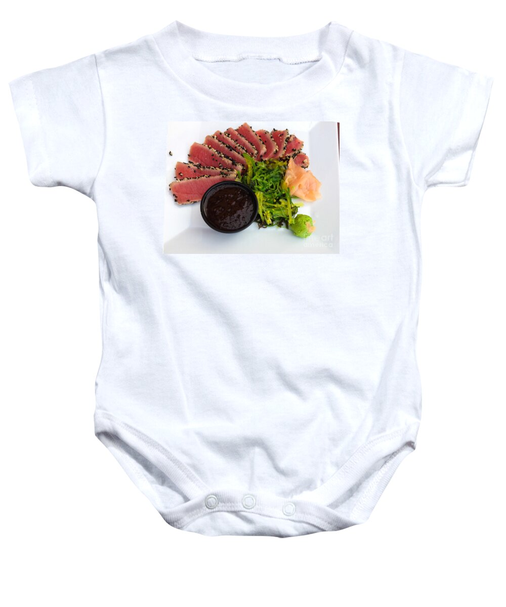 Dining Baby Onesie featuring the photograph Seared Tuna with Ginger by Thomas Marchessault