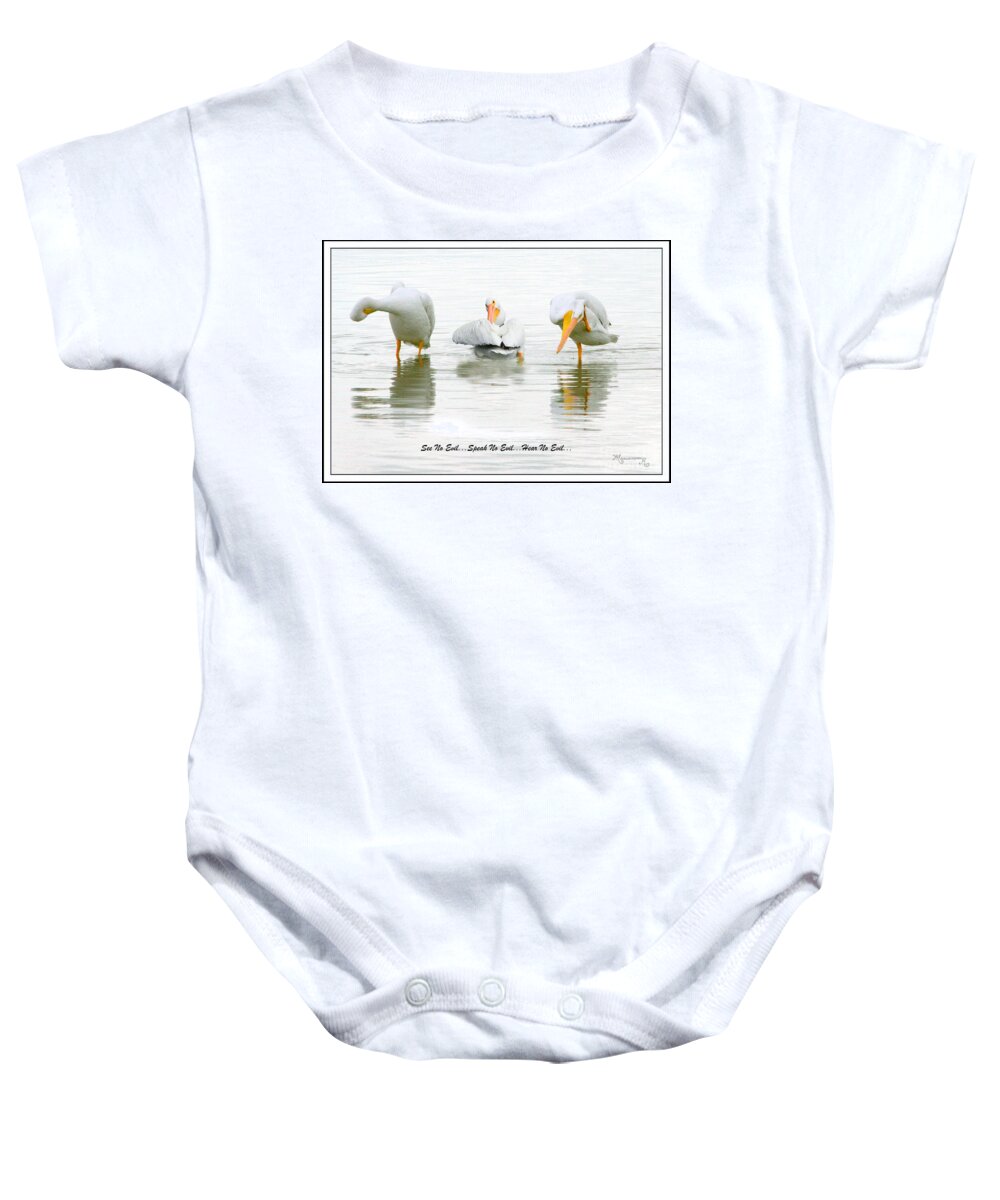 Fauna Baby Onesie featuring the photograph See No Evil...Speak No Evil... Hear No Evil by Mariarosa Rockefeller