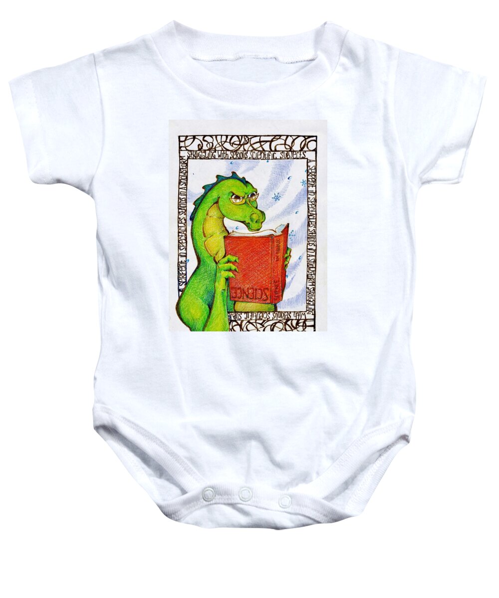 Dragon Baby Onesie featuring the drawing Serious Study by K M Pawelec