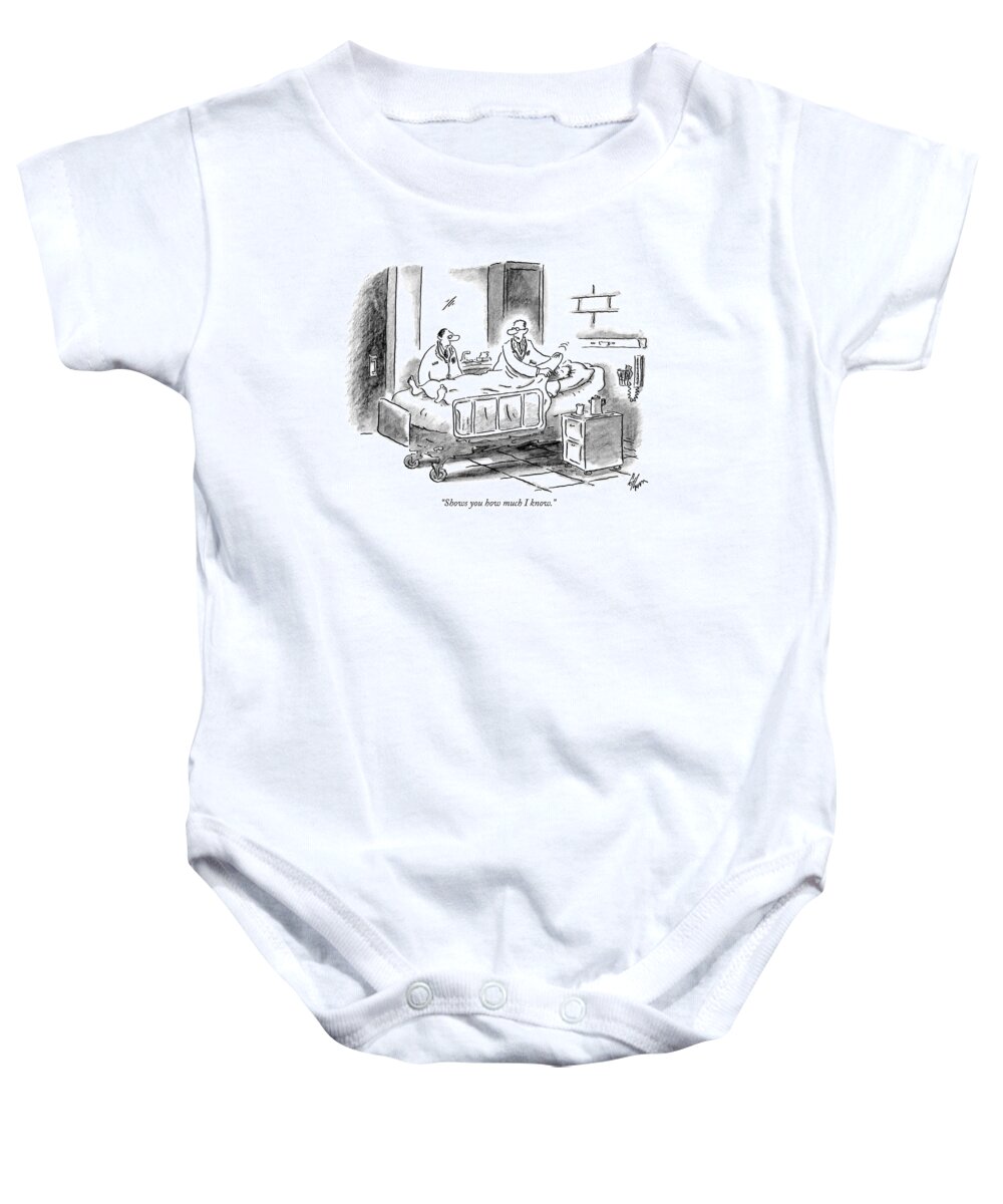 Know Baby Onesie featuring the drawing Shows You How Much I Know by Frank Cotham