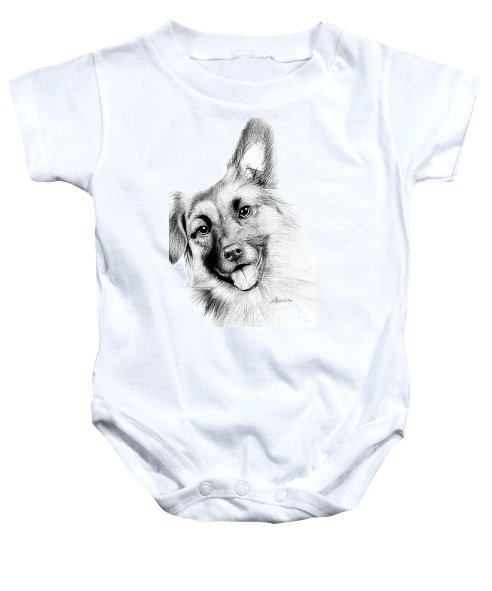 Puppy Baby Onesie featuring the drawing Smiling Puppy by Kayleigh Semeniuk