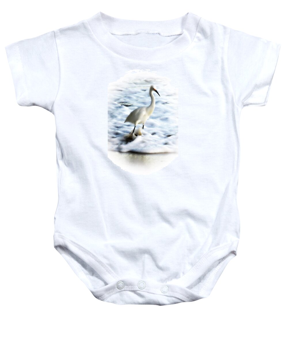 Snowy Egret In Color Baby Onesie featuring the photograph Snowy Egret in Color by Christina Ochsner