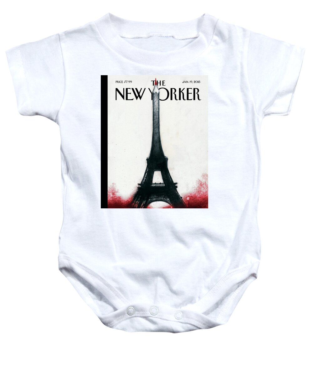 Charlie Hebdo Baby Onesie featuring the painting Solidarite by Ana Juan