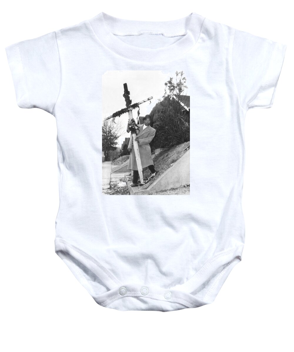 1 Person Baby Onesie featuring the photograph St. Lousi Cross Burning by Underwood Archives