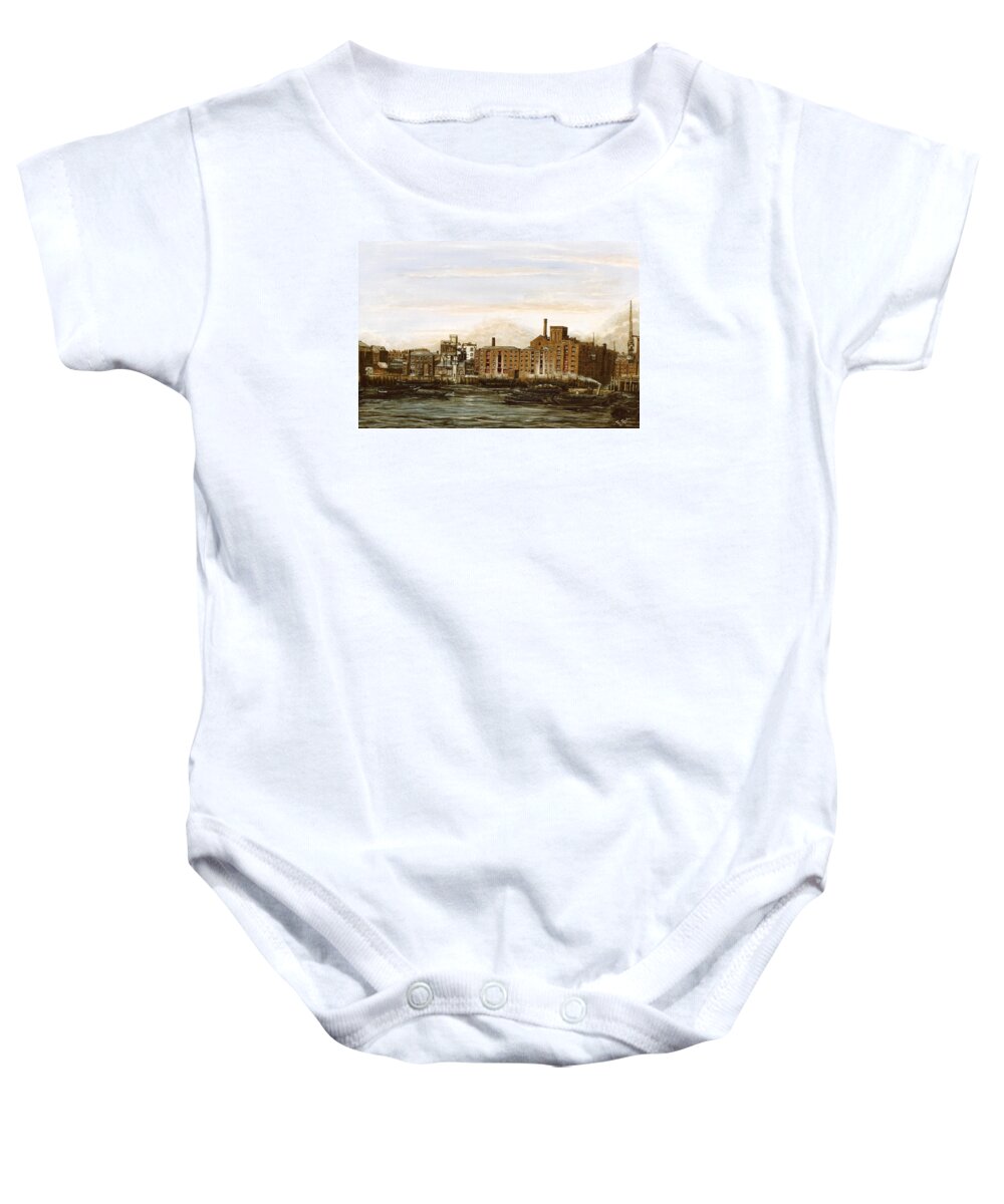 St Saviours Dock Baby Onesie featuring the painting St Saviours Dock London by Mackenzie Moulton