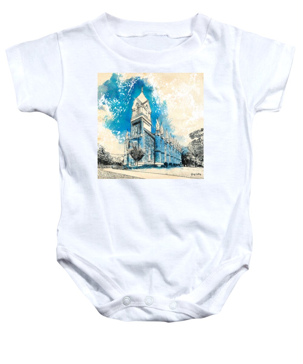 Utah Baby Onesie featuring the painting Stately Spires by Greg Collins