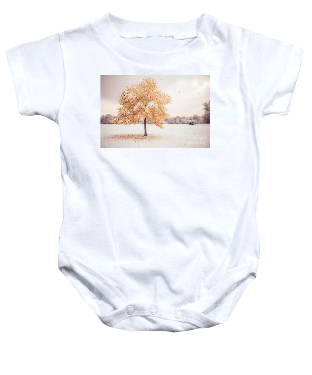 Autumn Baby Onesie featuring the photograph Still Dressed In Fall by Hannes Cmarits