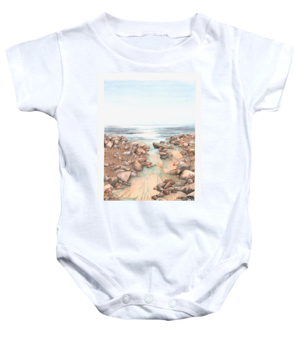 Landscape Baby Onesie featuring the painting Streaming Tide by Hilda Wagner
