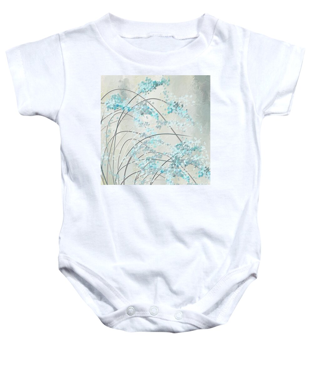 Blue Baby Onesie featuring the painting Summer Showers by Lourry Legarde