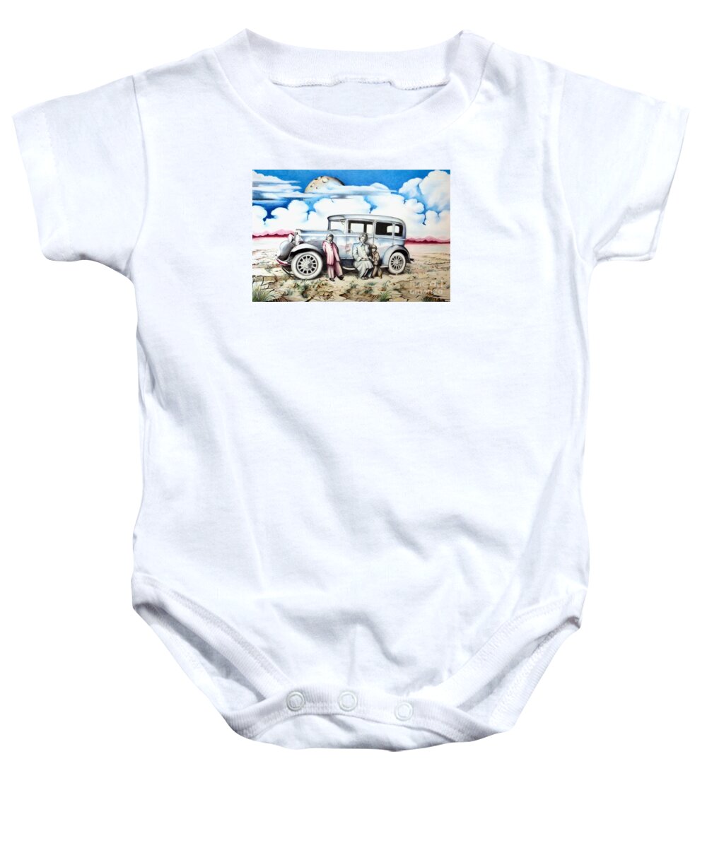 Surreal Drawing Of Desert Baby Onesie featuring the drawing Sunday Drive by David Neace CPX