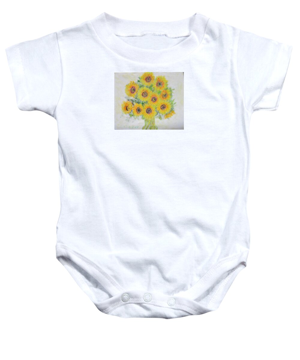 Impressionism Baby Onesie featuring the painting Sunflower Bouquet by Glenda Crigger
