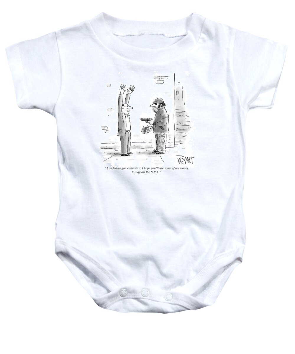 Cartoon Baby Onesie featuring the drawing Support The Nra by Christopher Weyant