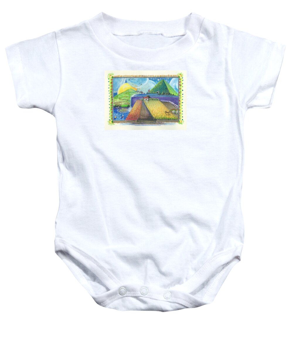 Sky Baby Onesie featuring the painting Surreal Landscape 1 by Christina Verdgeline