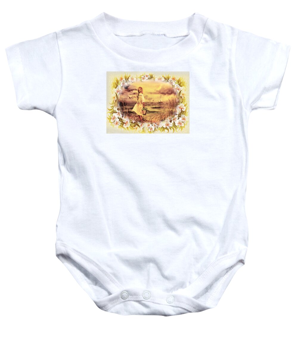Shore.girl Baby Onesie featuring the painting Sweet Memories A Trip To The Shore by Irina Sztukowski
