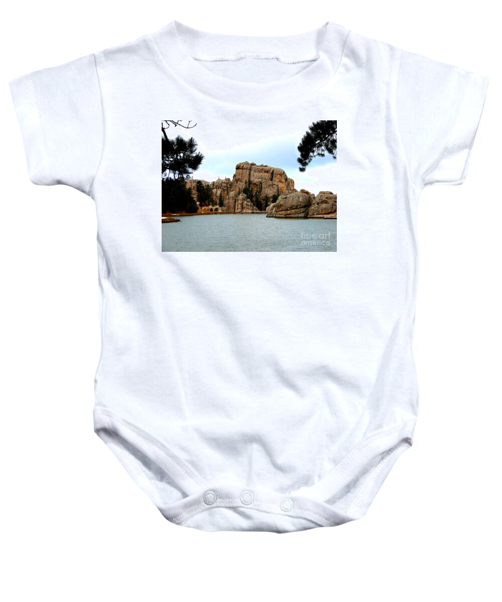 Black Hills Baby Onesie featuring the photograph Sylvan Lake by Linda Cox