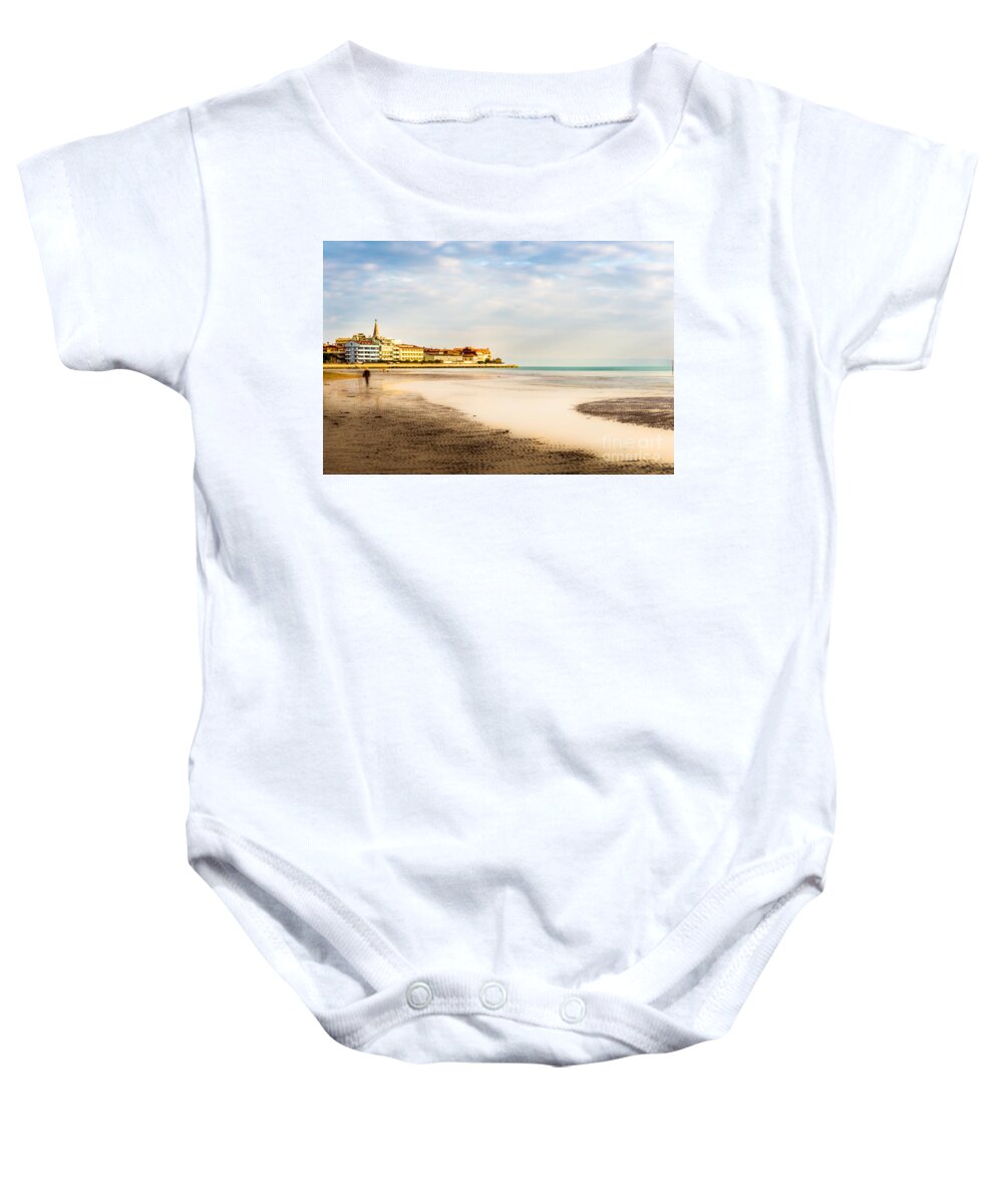 Friaul-julisch Venetien Baby Onesie featuring the photograph Take A Walk At The Beach by Hannes Cmarits