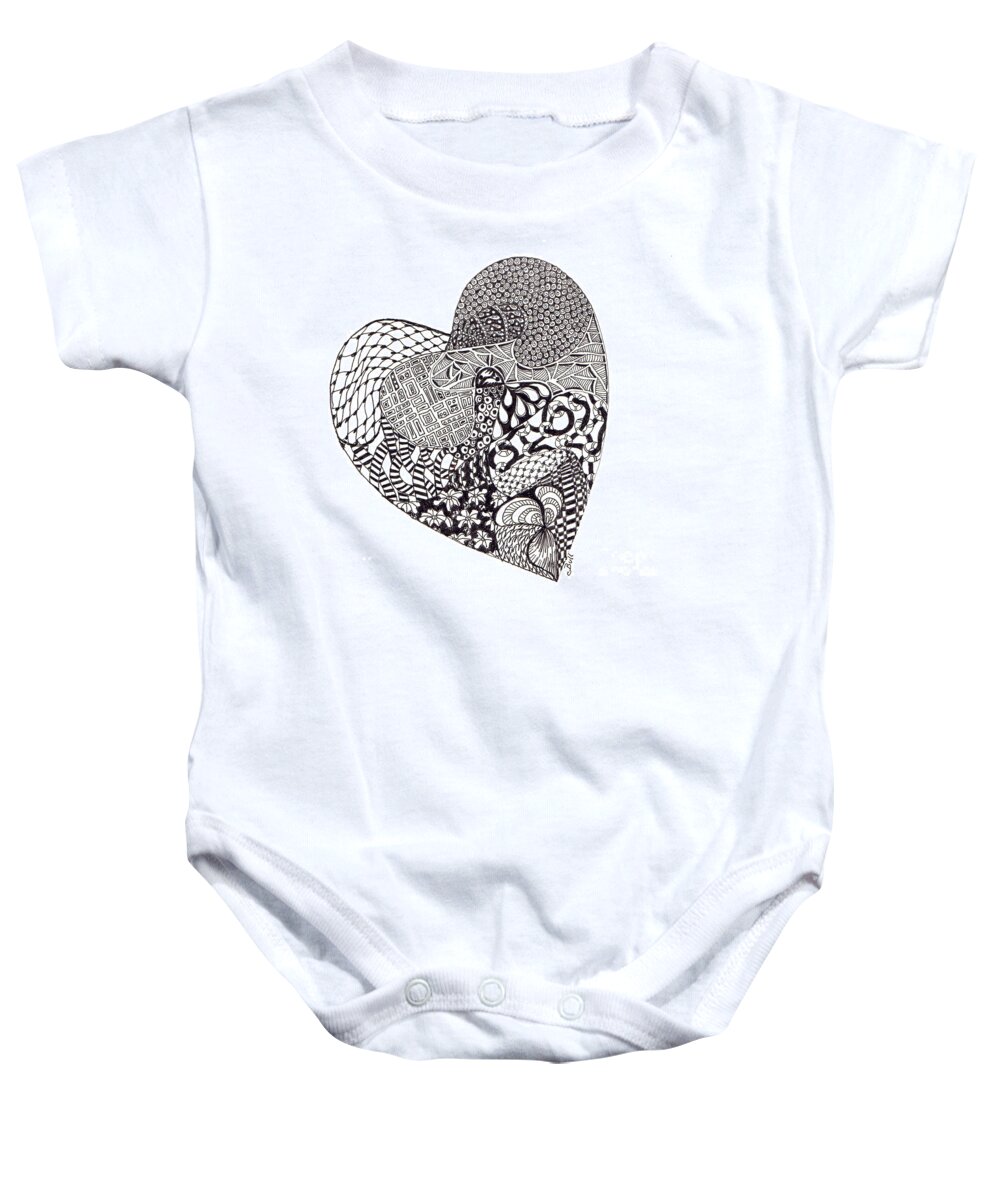Heart Baby Onesie featuring the drawing Tangled Heart by Claire Bull