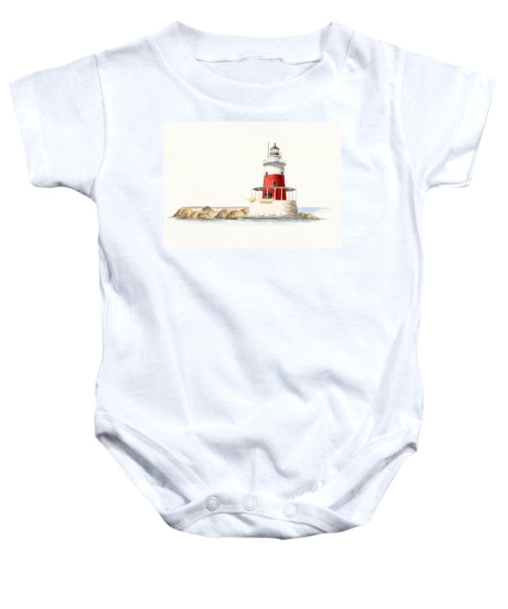 Lighthouse Baby Onesie featuring the painting Tarrytown Lighthouse by Michael Vigliotti
