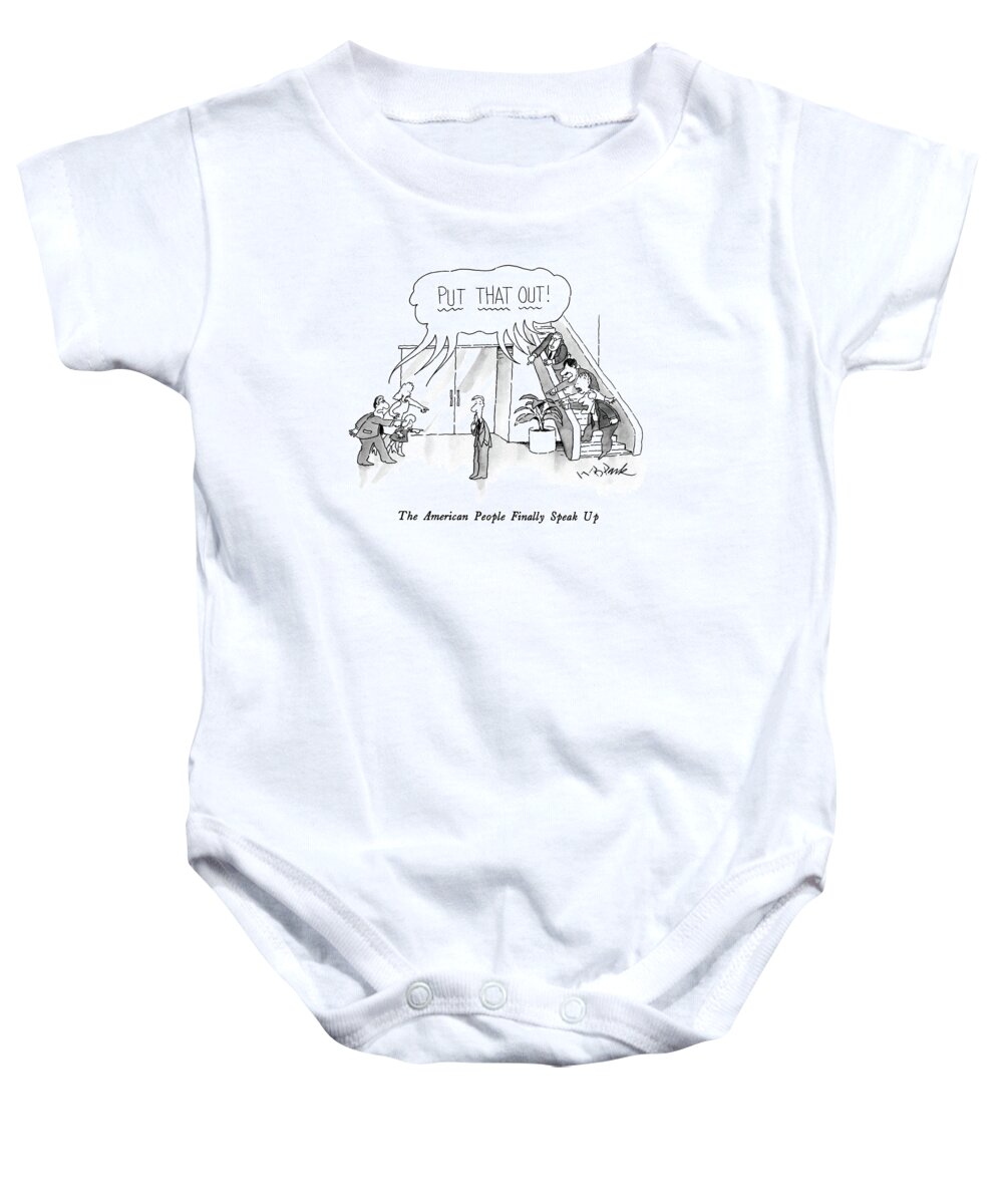 The American People Finally Speak Up

The American People Finally Speak Up: Caption. Group Of People Shout At Man Lighting Up A Cigarette. Fitness Baby Onesie featuring the drawing The American People Finally Speak by W.B. Park