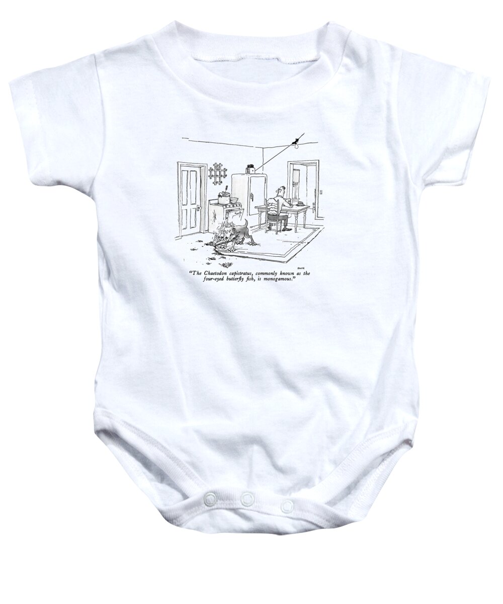 Language Baby Onesie featuring the drawing The Chaetodon Capistratus by George Booth