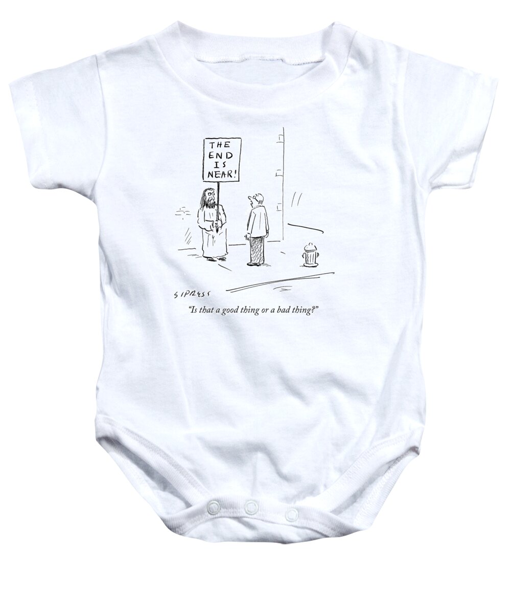 The End Is Near! Baby Onesie featuring the drawing The End by David Sipress