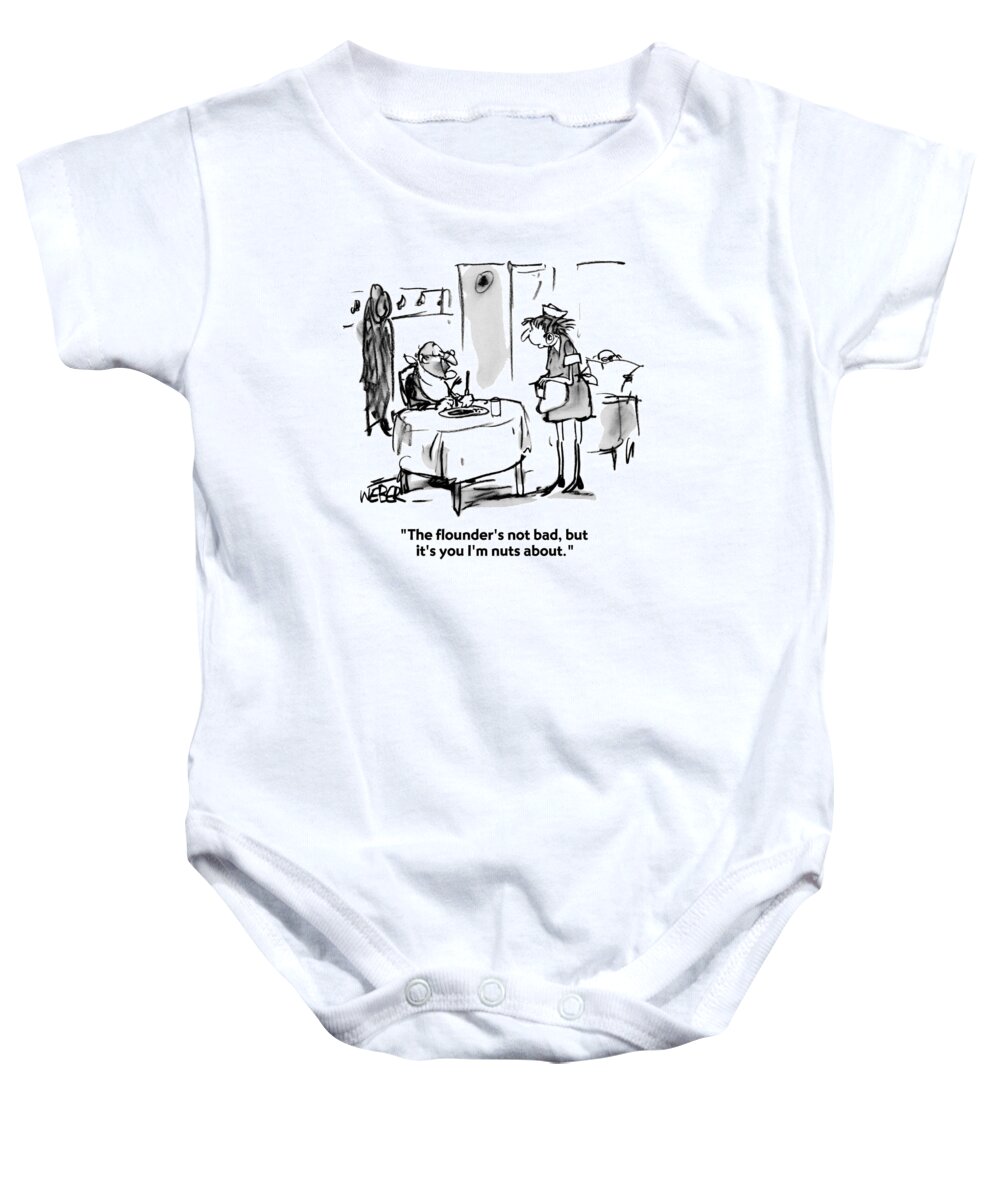 Food Baby Onesie featuring the drawing The Flounder's Not Bad by Robert Weber