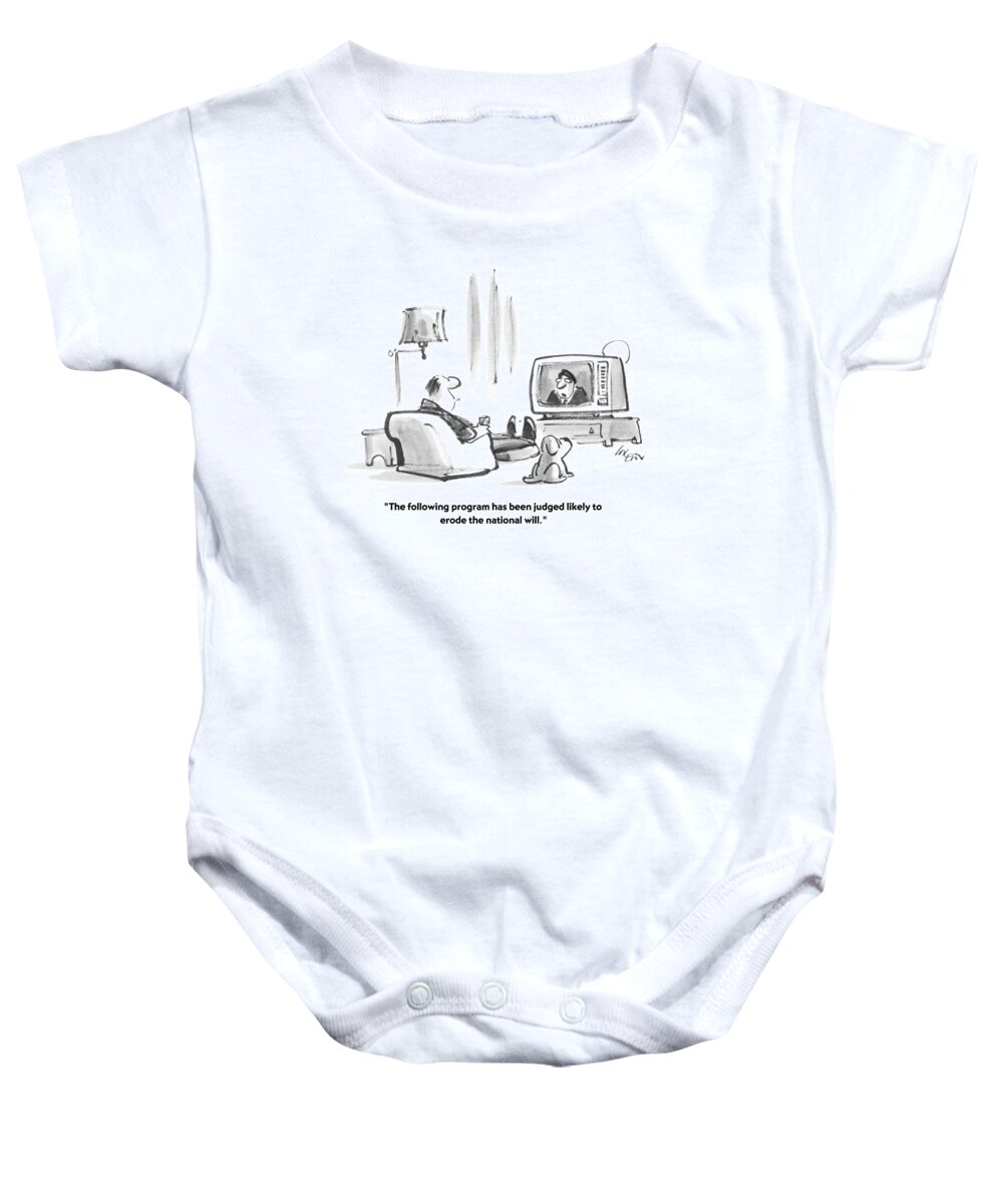 Politics Baby Onesie featuring the drawing The Following Program Has Been Judged Likely by Lee Lorenz