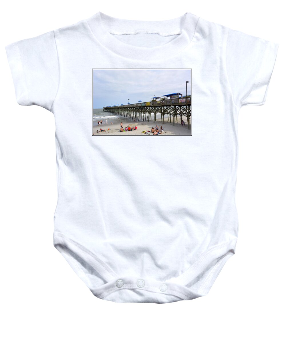 Pier Baby Onesie featuring the photograph The Garden City Pier by Kathy Barney