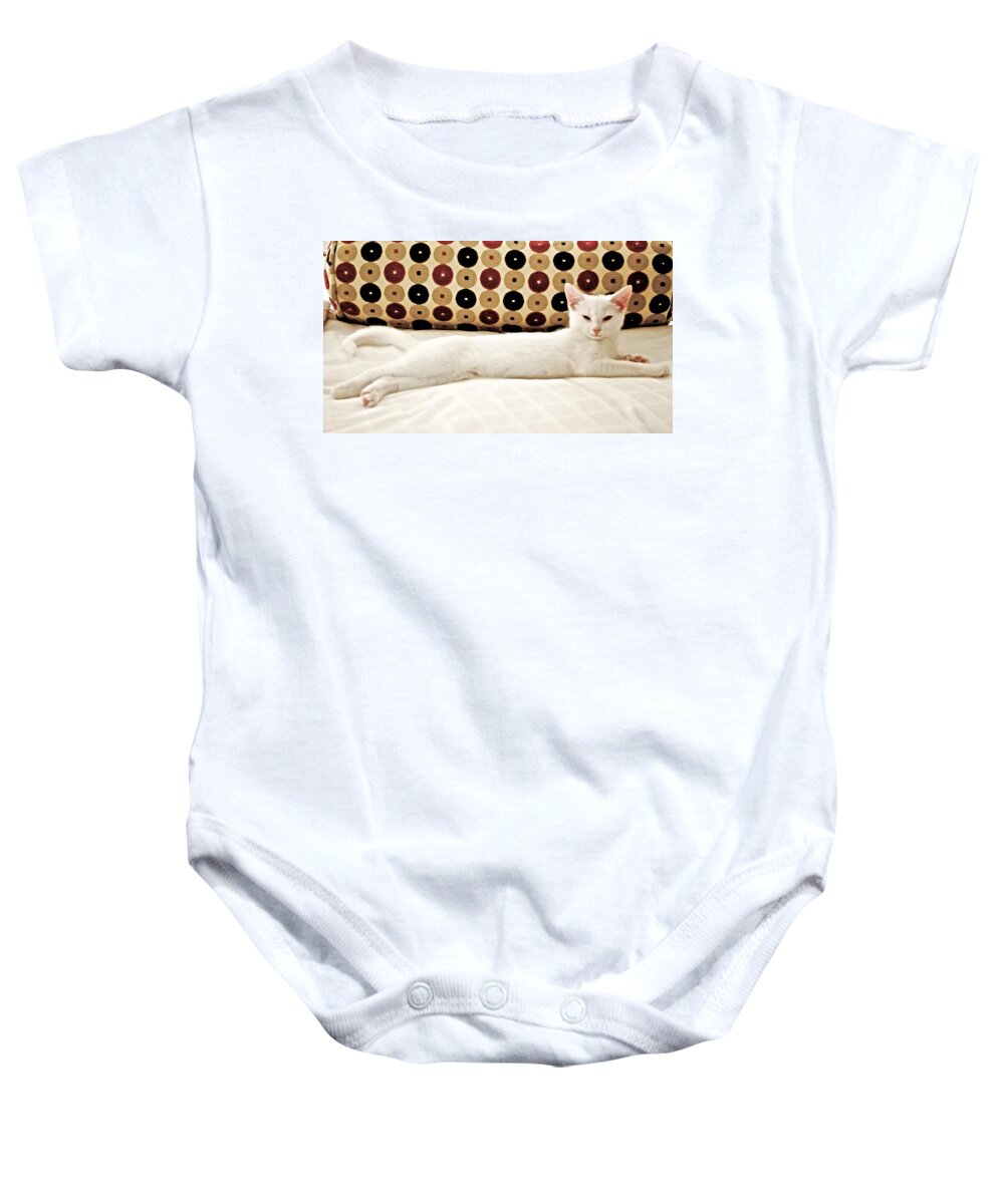 Cat Baby Onesie featuring the photograph The Lap of Luxury by Kristin Hatt
