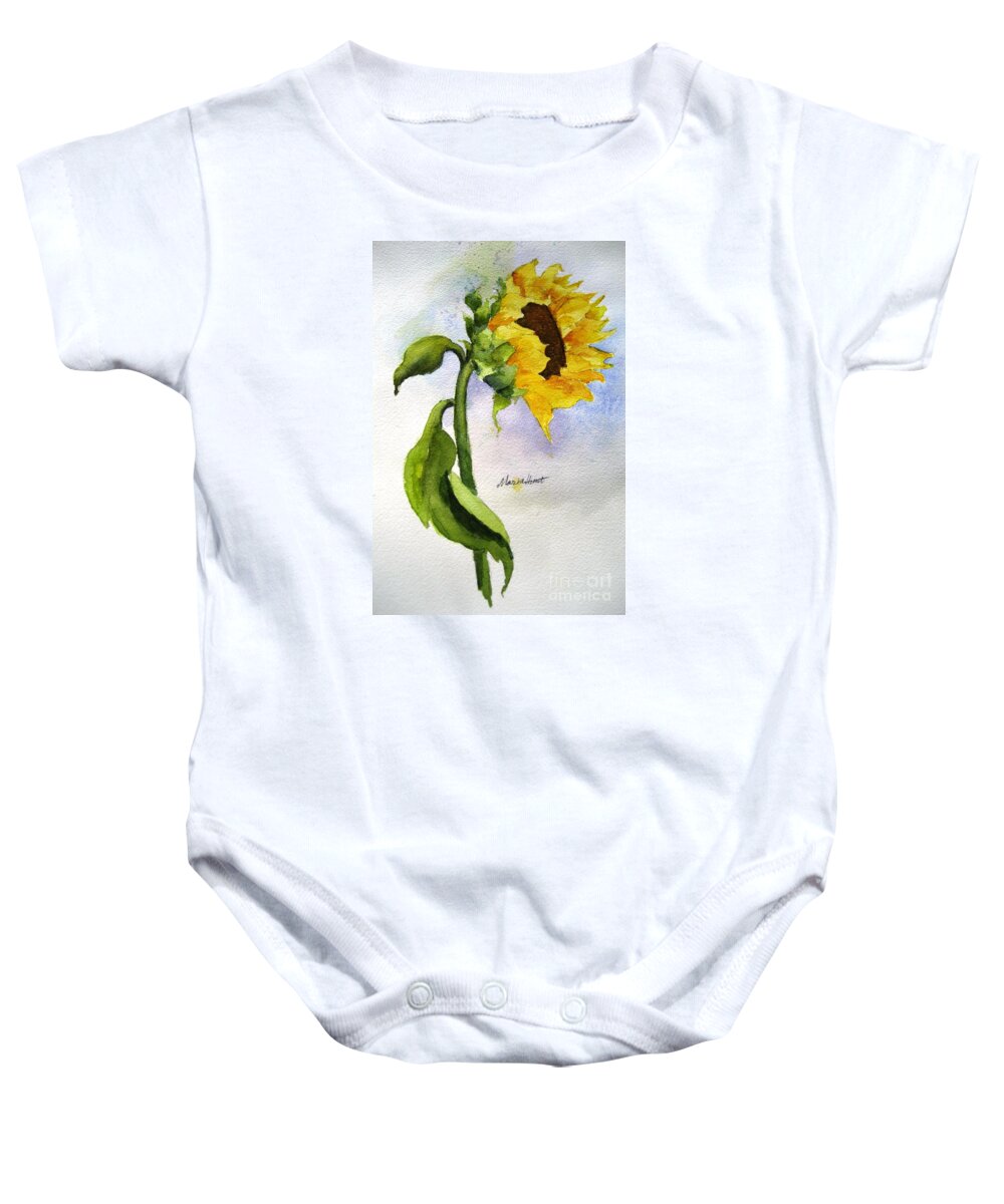 Lone Sunflower Baby Onesie featuring the painting Random Acts of Kindness by Maria Hunt