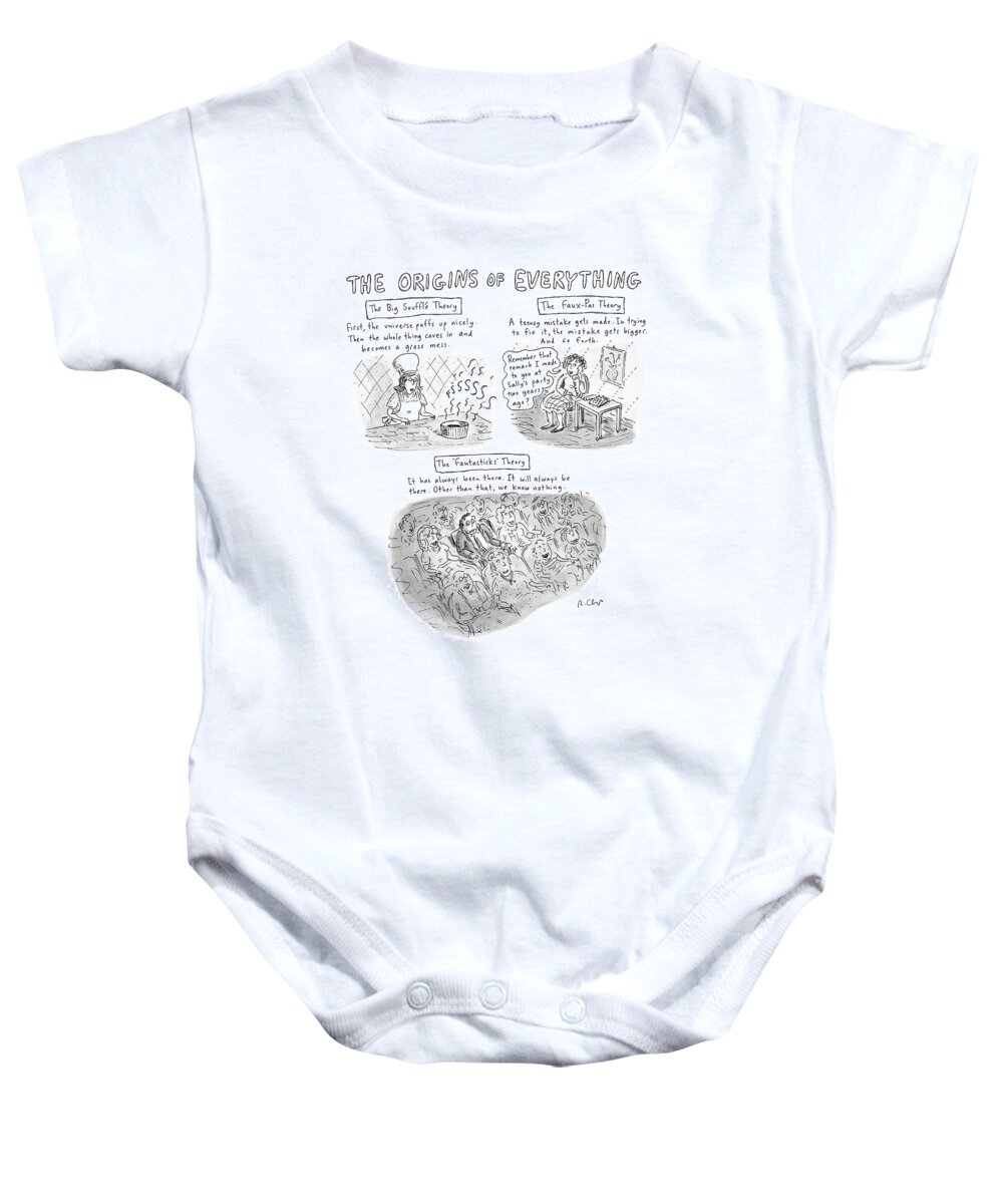 Big Bang Baby Onesie featuring the drawing 'the Origins Of Everything' by Roz Chast
