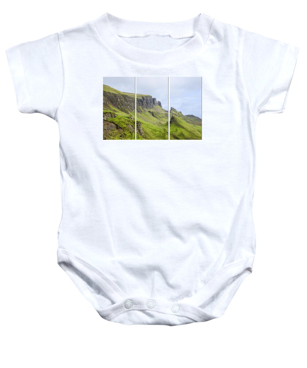 The Quiraing Baby Onesie featuring the photograph The Quiraing Triptych by Chris Thaxter