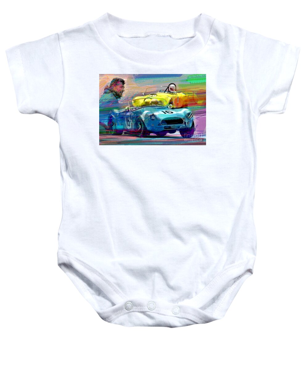 Shelby Cobra Baby Onesie featuring the painting The Shelby Legacy by David Lloyd Glover